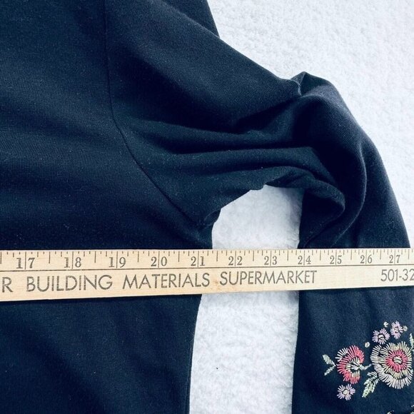 Judith Hart Womens V Neck Tunic Size XL Black Embroidered Look 3/4 Sleeve - Picture 8 of 9